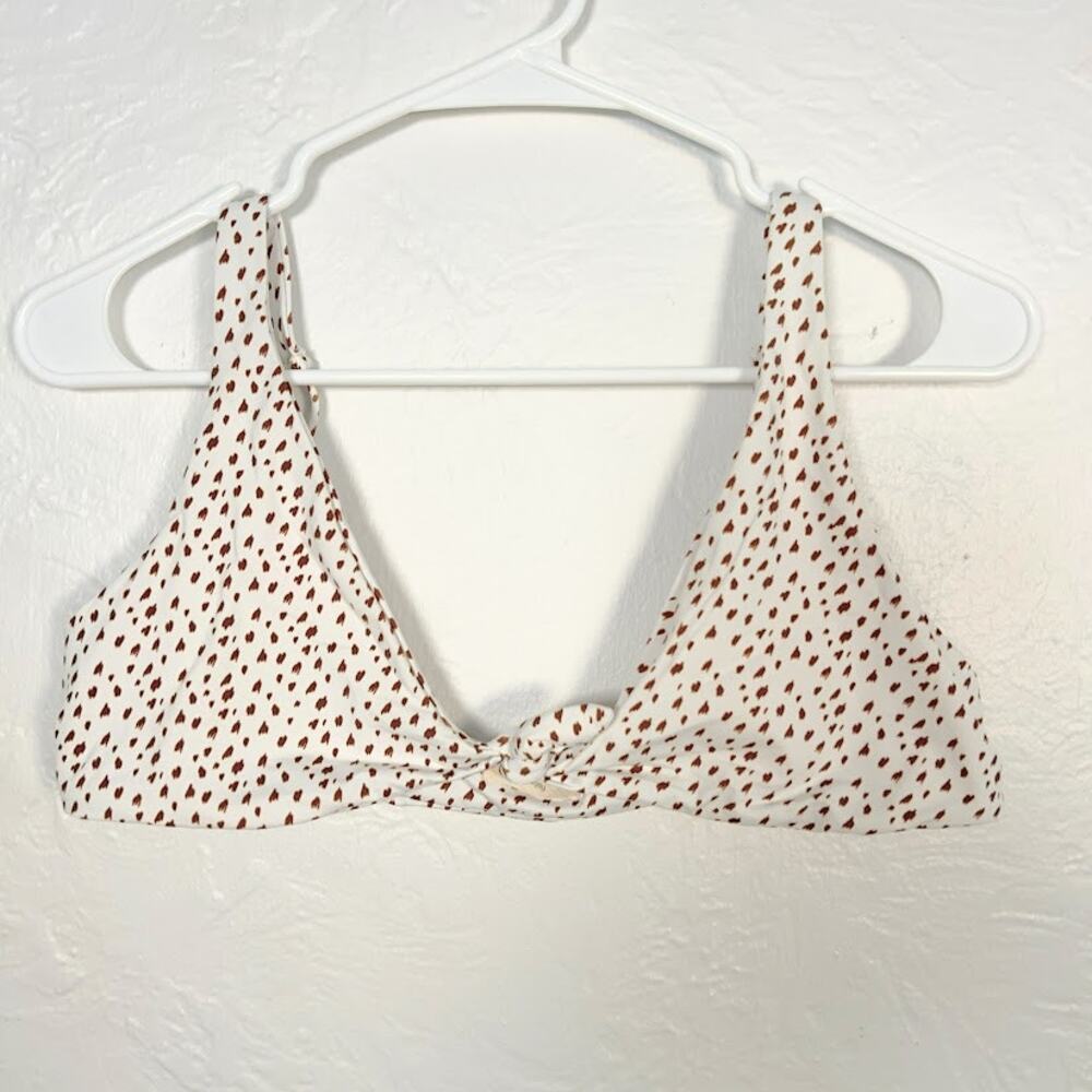 Eberjey Cassidy Printed Bikini Top White Brown Ditsy Swim Top L